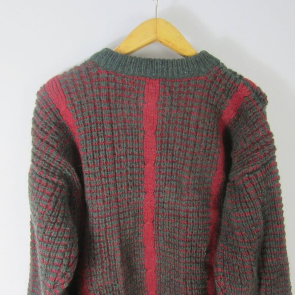Vtg Browns of Bermuda Men XL Heather Maroon Red Green Cable Wool Sweater Ireland - Picture 8 of 9